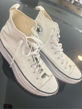 Converse Cream/White High-Top Platform Sneakers